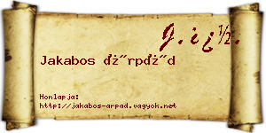 Jakabos Árpád névjegykártya